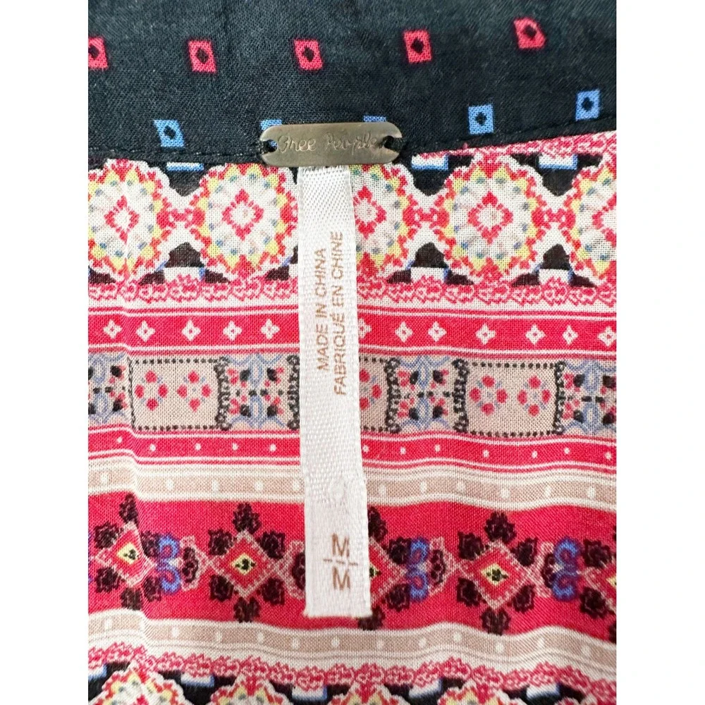 Free People Peace Maker‎ Long Sleeve Geometric Black Dress Women's Size Medium